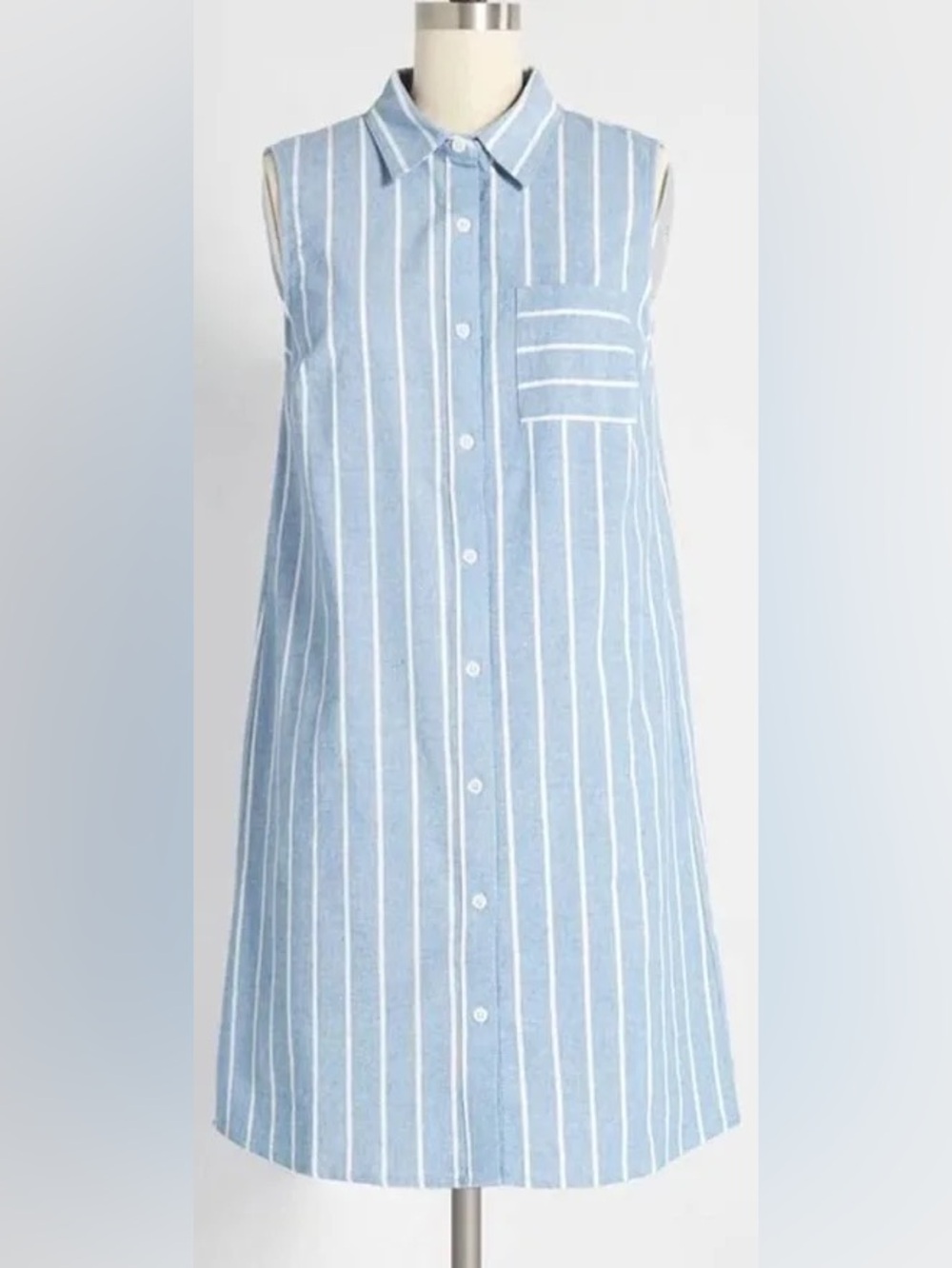 ModCloth Prep Outside Striped Shirt Dress Blue White Stripe L